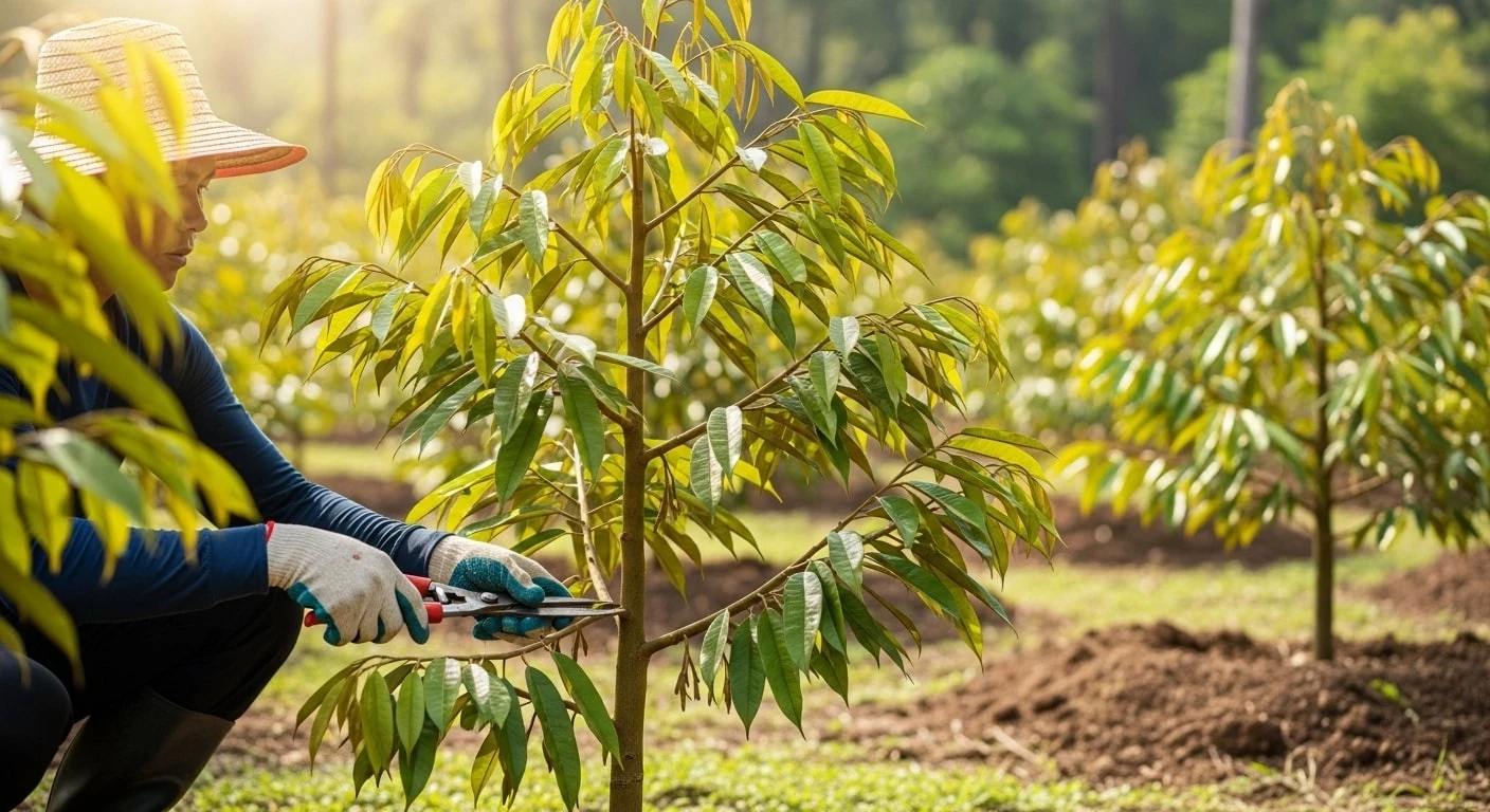 tỉa cành lúc sầu riêng còn là cây con